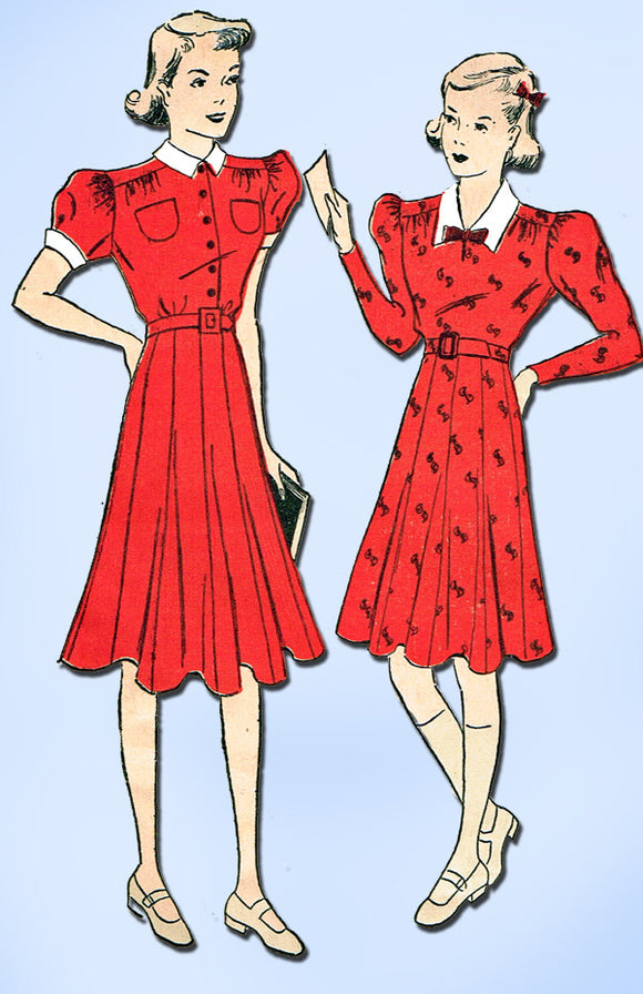 1930s Vintage Advance Sewing Pattern 1893 Girls Shirtwaist Dress Size 14 32 Bust - Vintage4me2