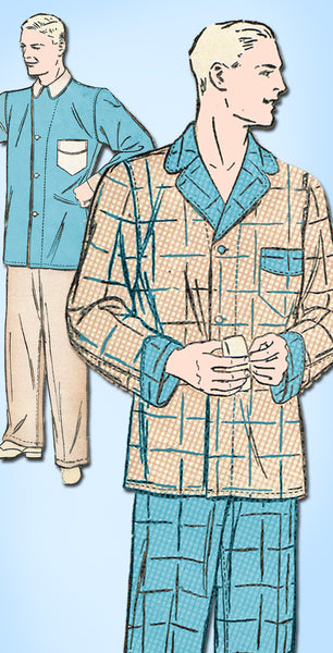 1930s Vintage Advance Sewing Pattern 2141 Men's WWII Pajamas Size 38 Chest - Vintage4me2