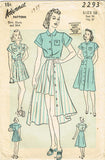 1930s Vintage Advance Sewing Pattern 2293 WWII Misses Shirt Shorts & Skirt 34 B -Vintage4me2