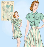 1930s Vintage Advance Sewing Pattern 2293 WWII Misses Shirt Shorts & Skirt 34 B -Vintage4me2