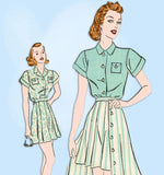 1930s Vintage Advance Sewing Pattern 2293 WWII Misses Shirt Shorts & Skirt 34 B -Vintage4me2