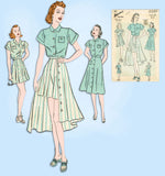 1930s Vintage Advance Sewing Pattern 2293 WWII Misses Shirt Shorts & Skirt 34 B -Vintage4me2