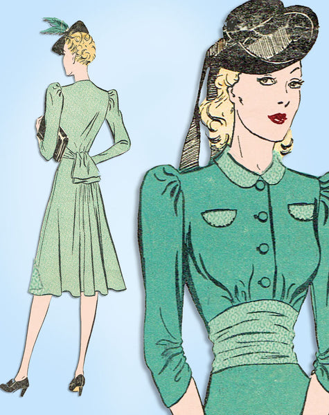 1930s Vintage Advance Sewing Pattern 2326 Misses Stylish Afternoon Dress Sz 36 B - Vintage4me2