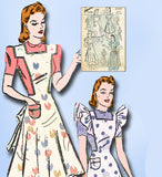 1940s Vintage Advance Sewing Pattern 2361 WWII Misses Full Bib Apron Set 30 32 B