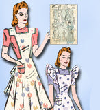 1940s Vintage Advance Sewing Pattern 2361 WWII Misses Full Bib Apron Set 30 32 B