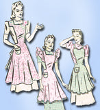 1940s Vintage Advance Sewing Pattern 2361 WWII Misses Full Bib Apron Set 30 32 B