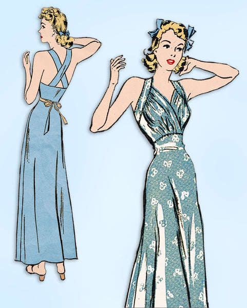1930s Original Vintage Advance Sewing Pattern 2393 Glamorous Nightgown Size 32 B