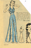 1930s Original Vintage Advance Sewing Pattern 2393 Glamorous Nightgown Size 32 B