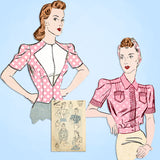 1940s Original Vintage Advance Sewing Pattern 2510 WWII Misses Blouse Set Sz 34B -Vintage4me2