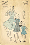 1940s Vintage Advance Sewing Pattern 2600 Uncut WWII Girls Jumper Dress Size 6 - Vintage4me2
