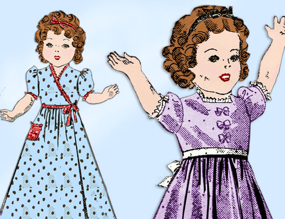 1940s Vintage Advance Sewing Pattern 2616 14 Inch Shirley Temple Doll Clothes