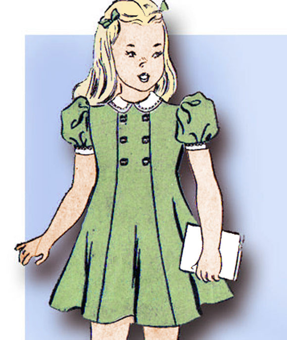 1940s Vintage Advance Sewing Pattern 2674 WWII Little Girls Princess Dress Sz 8 - Vintage4me2