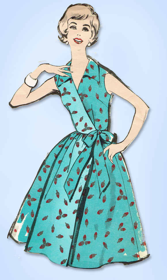 1950s Original Vintage Advance Pattern 2710 Uncut Misses Wrap Dress Size 34 Bust