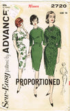 1960s Vintage Advance Sewing Pattern 2720 Misses Sheath Dress Size 14 34 Bust