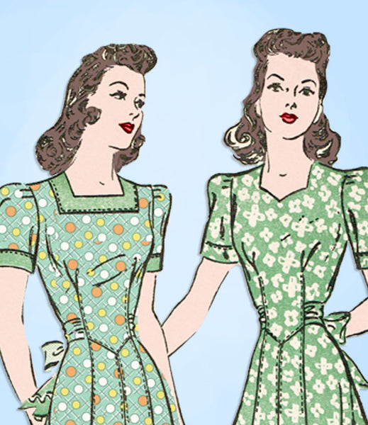 1940s Vintage Advance Sewing Pattern 2725 Misses WWII Sweetheart Dress Size 36 B -Vintage4me2