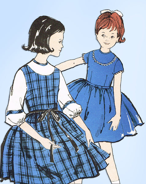 1960s Vintage Advance Sewing Pattern 2747 Uncut Little Girls Dress Size 10
