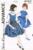 1960s Vintage Advance Sewing Pattern 2747 Uncut Little Girls Dress Size 10