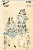 1940s Vintage Advance Sewing Pattern 2784 Toddler Girls Party Dress Size 6 24B - Vintage4me2