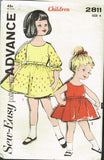 1960s Vintage Advance Sewing Pattern 2811 Sweet Toddler Girls Dress Size 4 23B