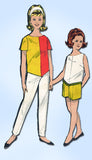 1960s Vintage Advance Sewing Pattern 2872 Easy Girls Shaped Blouse & Pants Sz 8