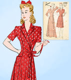 1940s Original Vintage Advance Sewing Pattern 2880 Misses WWII Housecoat Sz 34 B -Vintage4me2
