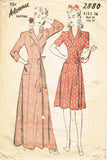1940s Original Vintage Advance Sewing Pattern 2880 Misses WWII Housecoat Sz 34 B -Vintage4me2