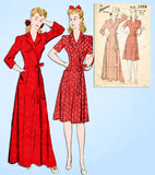 1940s Original Vintage Advance Sewing Pattern 2880 Misses WWII Housecoat Sz 34 B -Vintage4me2