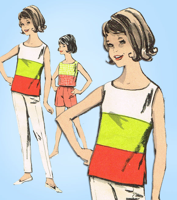 1960s Vintage Advance Sewing Pattern 2909 Uncut Little Girls Top & Pants Sz 33 B