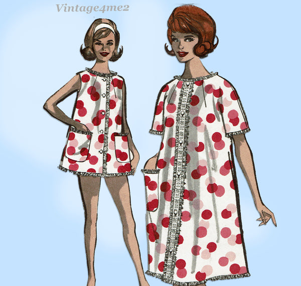 Advance 2918: 1960s Uncut Robe & Shortie Pajamas Sz 31 B Vintage Sewing Pattern