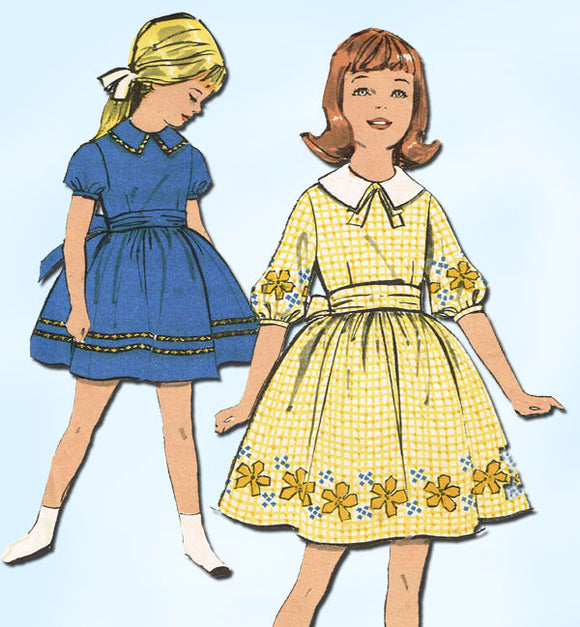 1960s Vintage Advance Sewing Pattern 2961 Sew Easy Little Girls Dress Size 8 26B - Vintage4me2