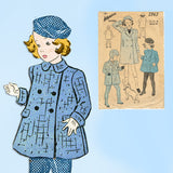 1930s Vintage Advance Sewing Pattern 2965 Cute Toddler Girls Coat & Hat Size 4