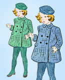 1930s Vintage Advance Sewing Pattern 2965 Cute Toddler Girls Coat & Hat Size 4
