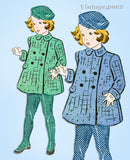 1930s Vintage Advance Sewing Pattern 2965 Cute Toddler Girls Coat & Hat Size 4
