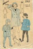 1930s Vintage Advance Sewing Pattern 2965 Cute Toddler Girls Coat & Hat Size 4