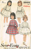 1960s Vintage Advance Sewing Pattern 2990 Toddler Girls Dress and Apron Size 4