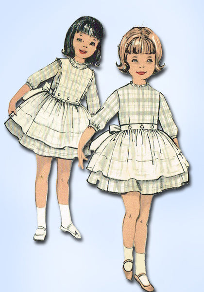 1960s Vintage Advance Sewing Pattern 2990 Toddler Girls Dress and Apron Size 4