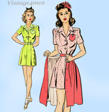 1940s Vintage Advance Sewing Pattern 3023 Cute WWII Misses Playsuit & Skirt 32B