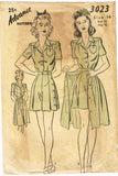 1940s Vintage Advance Sewing Pattern 3023 Cute WWII Misses Playsuit & Skirt 32B