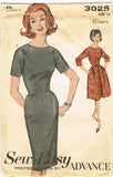 1960s Vintage Advance Sewing Pattern 3025 Uncut Misses Street Dress Size 12 30B - Vintage4me2