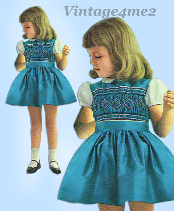 Advance 3137: 1950s Toddler Girls Smocked Dress Sz 2 Vintage Sewing Pattern