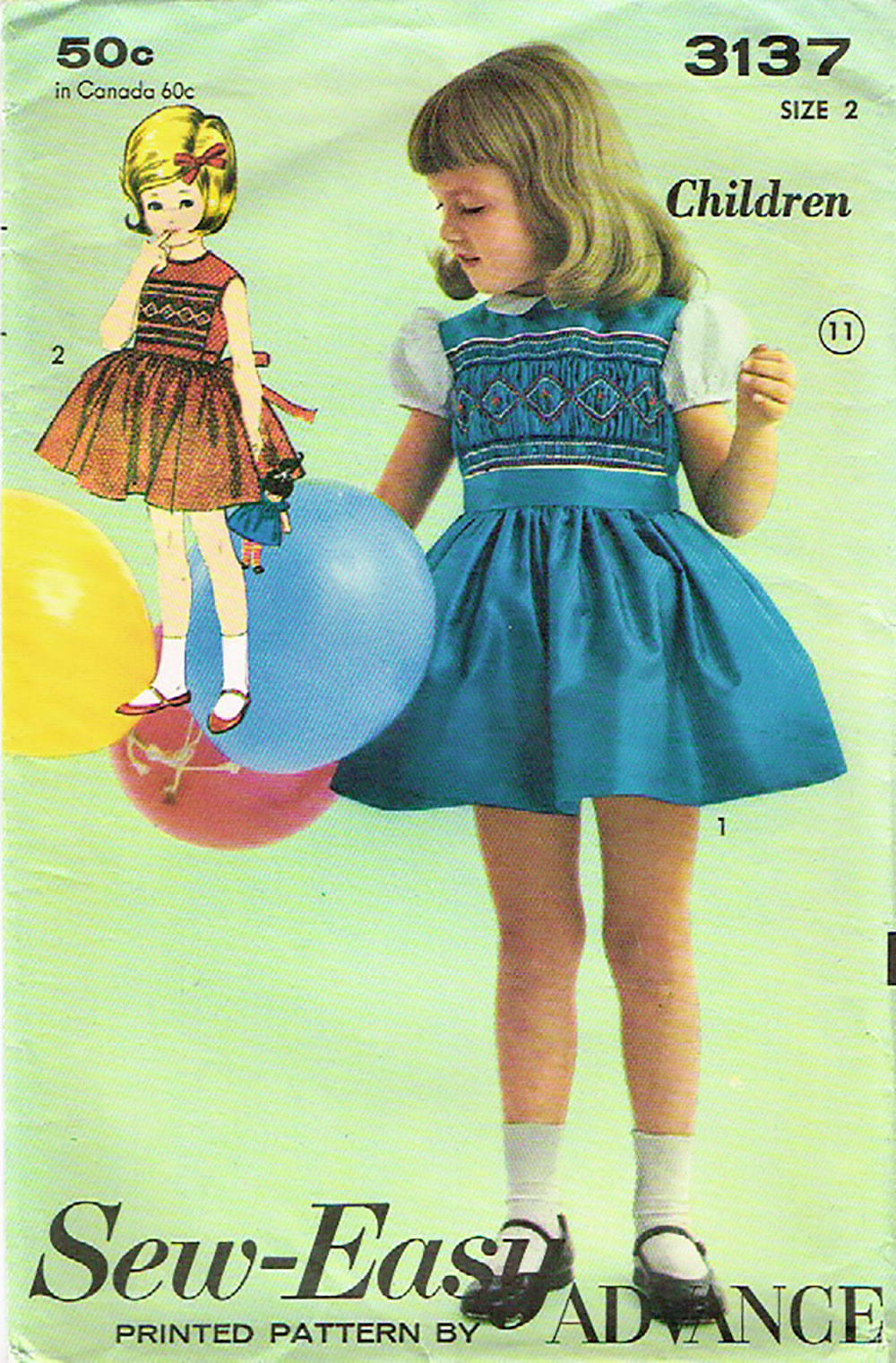 1950s CUTE Little Girls Dress Pattern ADVANCE 6957 Large Collar Regula – A  Vintage shop