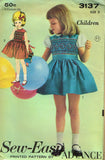 Advance 3137: 1950s Uncut Toddler Girls Smocked Dress Sz 3 Vintage Sewing Pattern