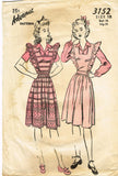 1940s Vintage Advance Sewing Pattern 3152 Misses WWII Pinafore Dress Sz 18 36 B - Vintage4me2