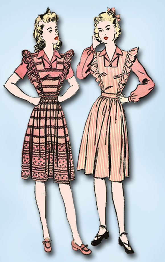 1940s Vintage Advance Sewing Pattern 3152 Misses WWII Pinafore Dress Sz 18 36 B - Vintage4me2