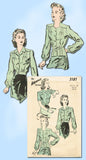 1940s Vintage Misses' WWII Blouse 1943 Advance VTG Sewing Pattern 3181 Size 14