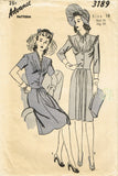 1940s Vintage Advance Sewing Pattern 3189 Uncut Misses Dinner Dress Size 36 Bust - Vintage4me2