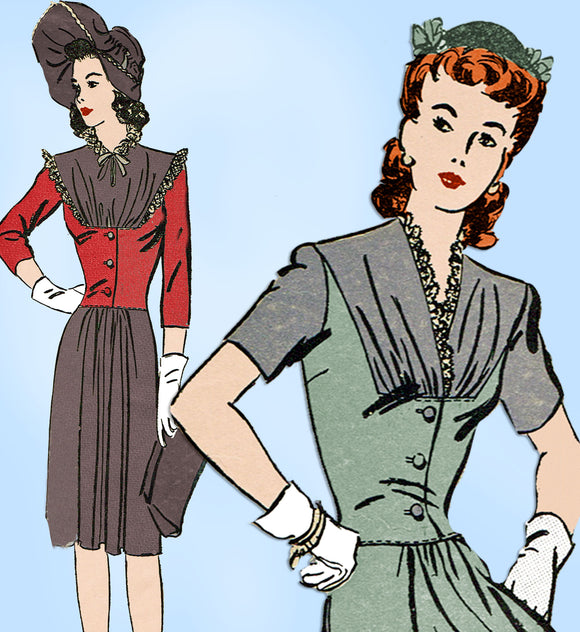 1940s Vintage Advance Sewing Pattern 3189 Uncut Misses Dinner Dress Size 36 Bust - Vintage4me2