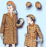 1940s Vintage Advance Sewing Pattern 3213 Toddler Girl or Boys Coat & Hat Size 2