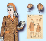 1940s Vintage Advance Sewing Pattern 3213 Toddler Girl or Boys Coat & Hat Size 2