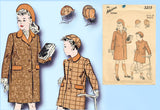 1940s Vintage Advance Sewing Pattern 3213 Toddler Girl or Boys Coat & Hat Size 2